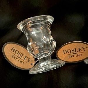 Hosley Glass Taper Candle Holders 1.9”x1.9x2.5”